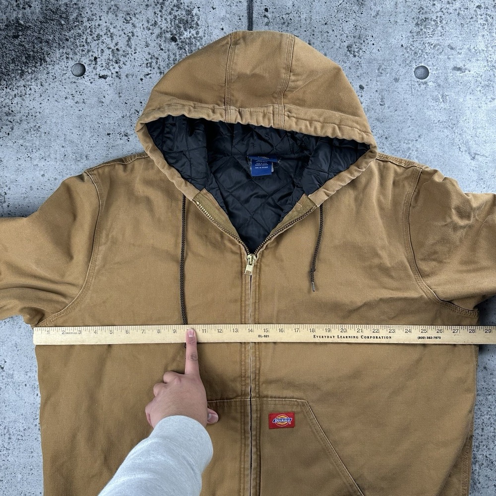Vintage Dickies Brown Khaki Canvas Insulated‎ Hooded Active Jacket XL Red Label - Picture 7 of 8
